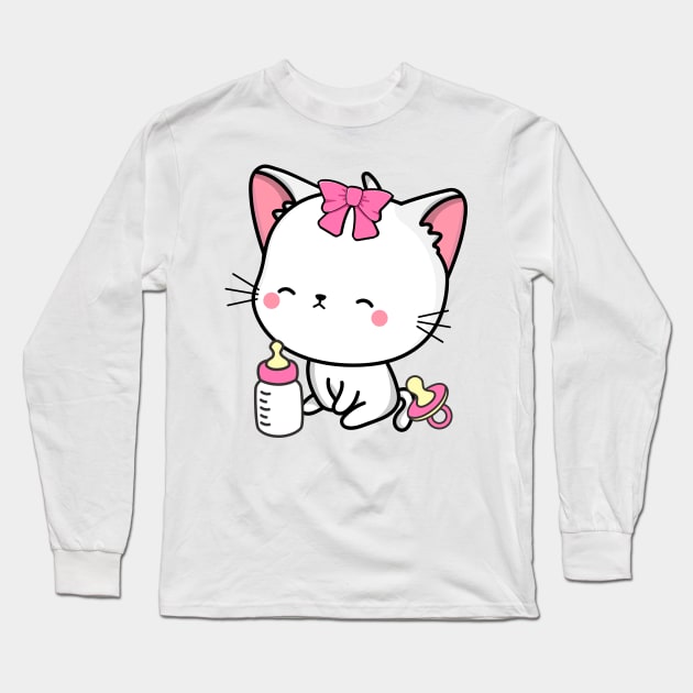 Cute angora cat is a baby - girl Long Sleeve T-Shirt by Pet Station